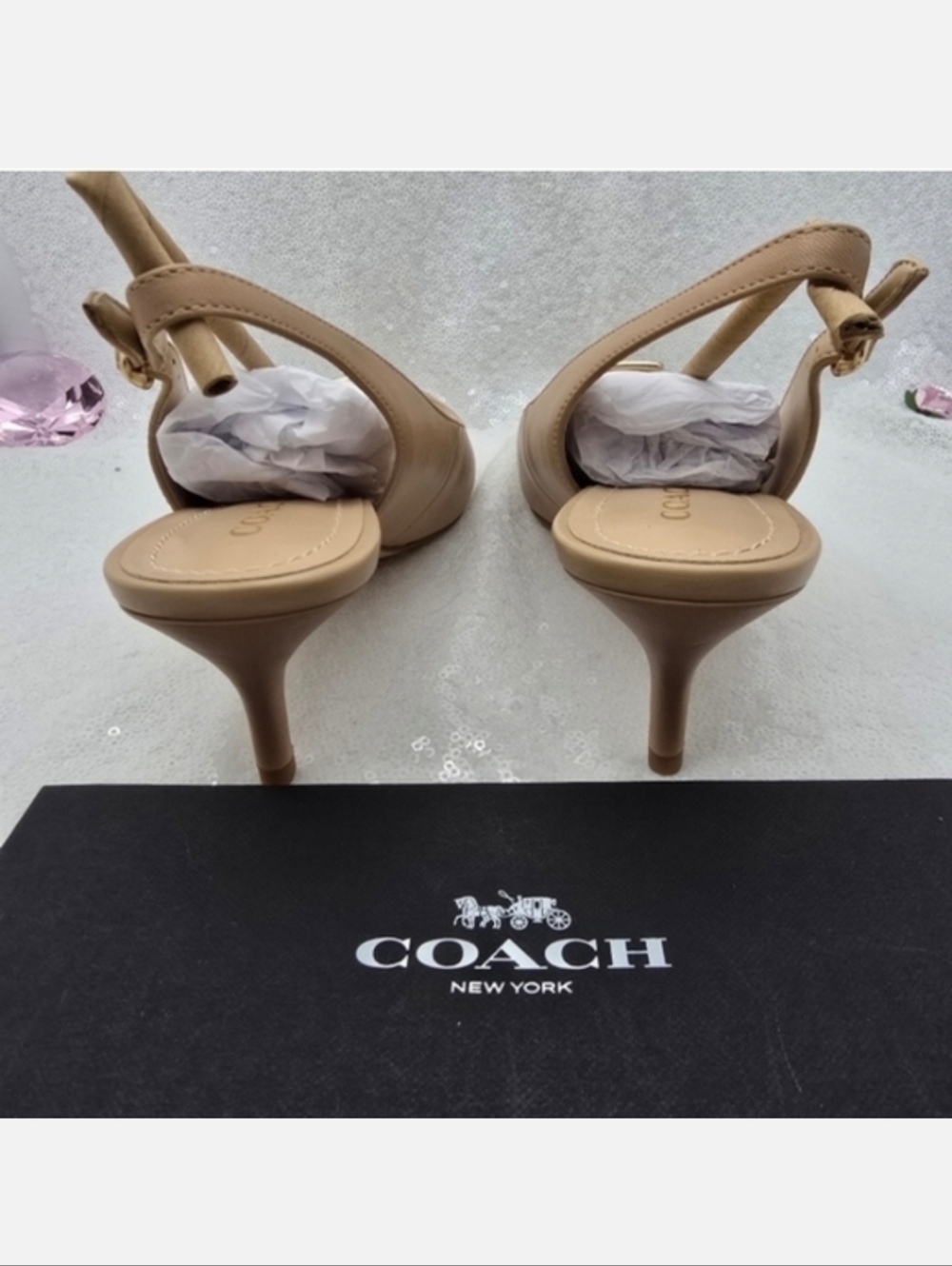 Coach Jillian Slingback Classic Closed toe Low Heel Neutral color Women's 9.5 - Picture 8 of 12